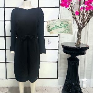 Vintage 50's/60's Black Sandra Sage Creation L/S Layered Classic Dress Small